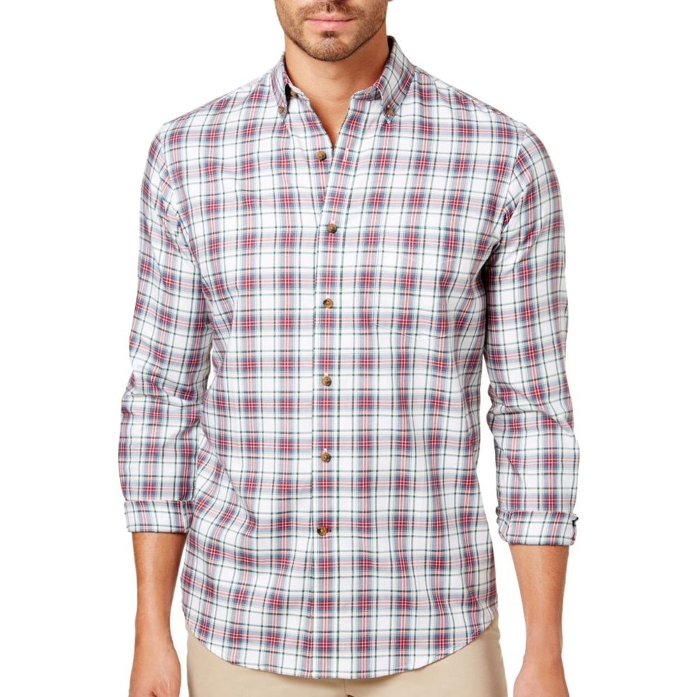 Club Room Men's Plaid Button Up Shirt Casual Sz XL